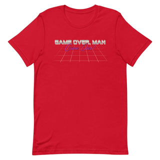 a red t - shirt with the words game over man on it