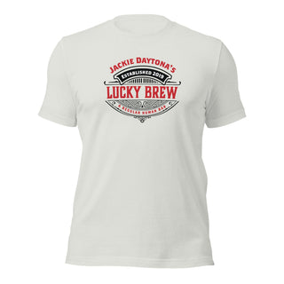 a white t - shirt with the words lucky brew on it