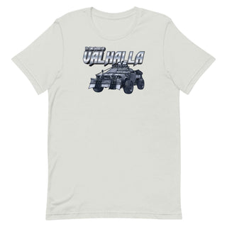a white t - shirt with an image of a car on it