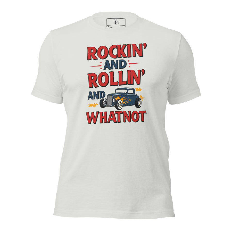 Rockin’ and Rollin’ and Whatnot Retro Car T-Shirt – 1960s Greaser Style Graphic Tee