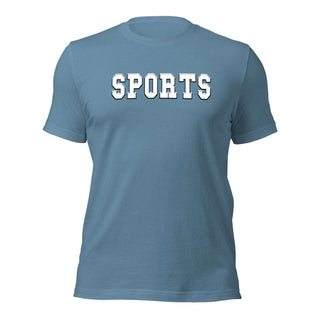 a blue t - shirt with the words sports on it