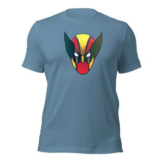 a blue t - shirt with an image of a demon's head