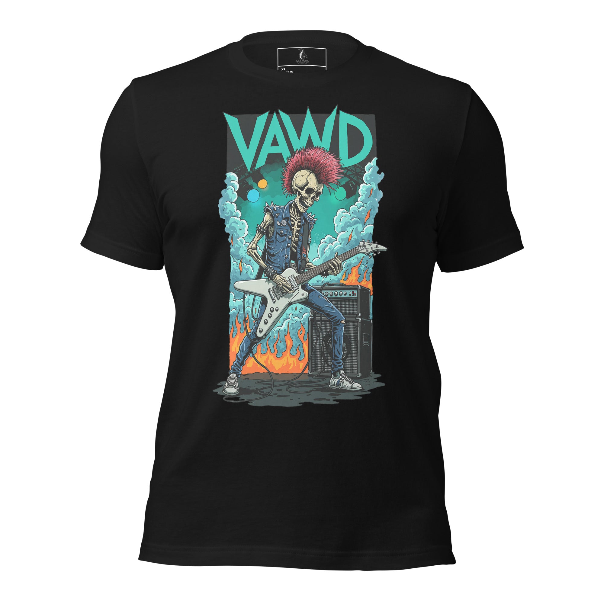 VAWDesigns Punk Rock Skeleton Guitarist Unisex t-shirt