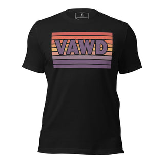 Sunset Stripe Logo Tee – Retro 70s-Inspired Graphic T-Shirt
