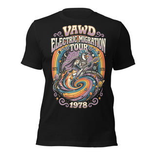 VAWD Electric Migration Tour Retro Penguin Graphic T-Shirt