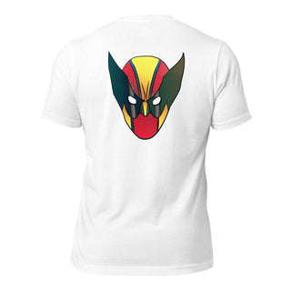 a white t - shirt with an image of a demon head