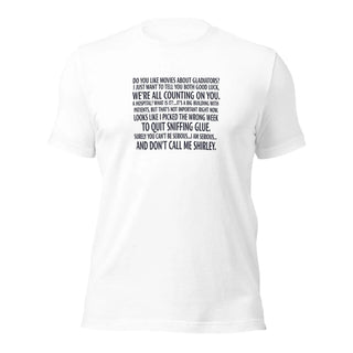 a white t - shirt with the words we are all counting on you
