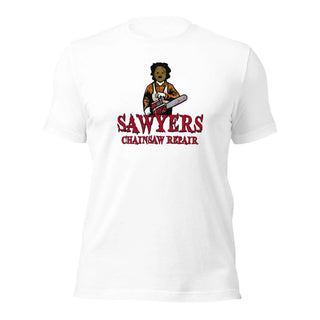 a white t - shirt with a picture of a man holding a frisbee