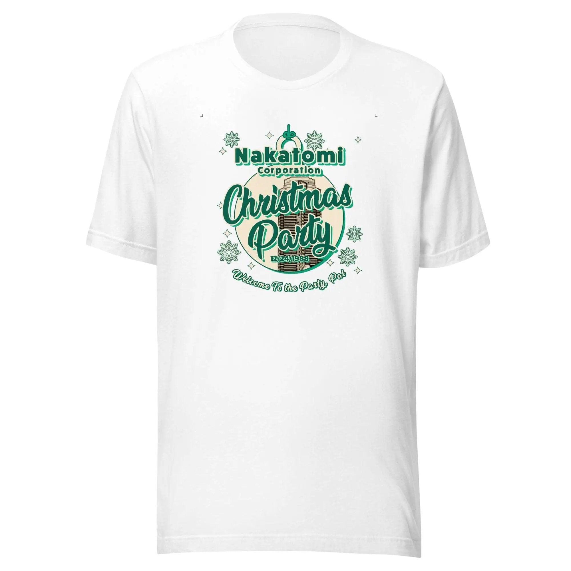 a green christmas party t - shirt with a merry message