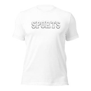 a white t - shirt with the word sports printed on it