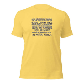 a yellow t - shirt with a poem written on it
