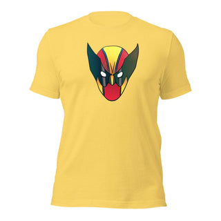 a yellow t - shirt with a red, yellow, and black face