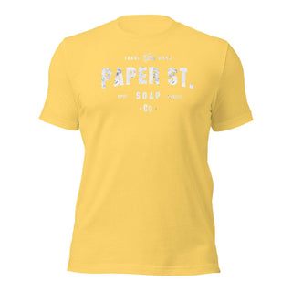 a yellow t - shirt with the words paper st on it