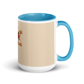 a coffee mug with a picture of a bird on it