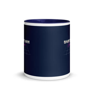 a blue and white coffee mug with the word bali on it