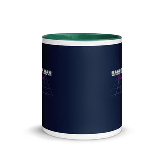 a blue and white coffee mug with the word bali on it