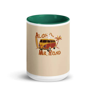 a coffee mug with the words aloh ma hand on it