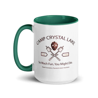 a green and white camp crystal lane mug
