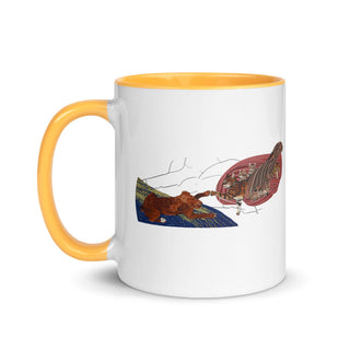 a coffee mug with a picture of a butterfly on it