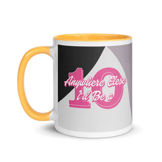 a yellow and white coffee mug with the number one eleven eleven eleven eleven eleven eleven
