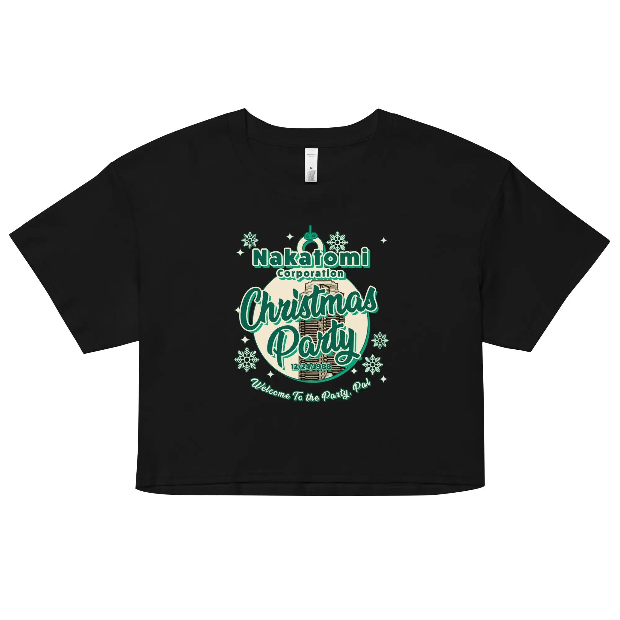 a black t - shirt with the words christmas party on it