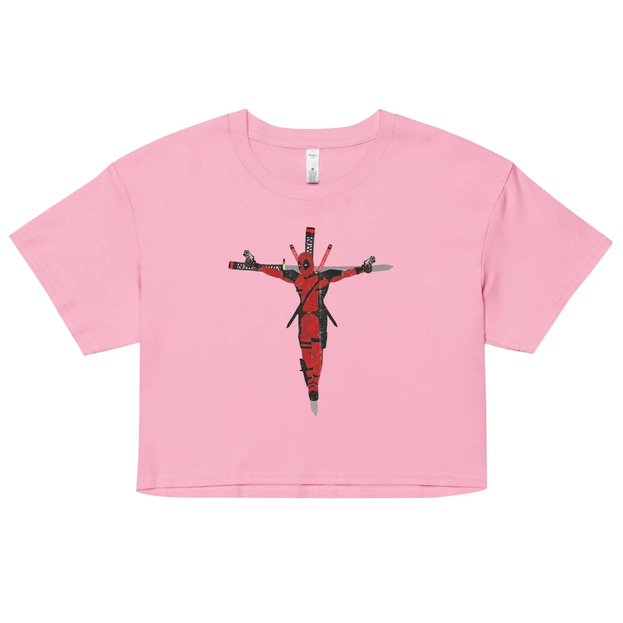 a pink t - shirt with a picture of jesus on it