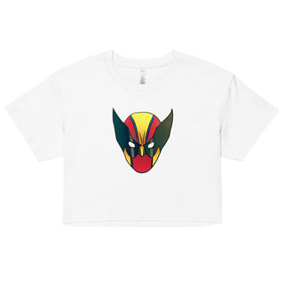 a white t - shirt with an image of a demon's head
