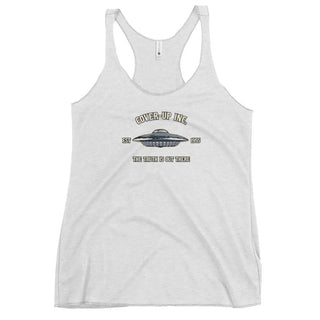 a women's tank top with a spaceship on it