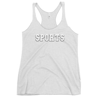 a women's tank top with the word sports printed on it
