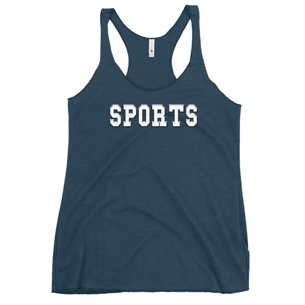 a women's tank top with the words sports on it