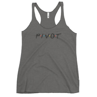 a women's tank top with the word pivot on it