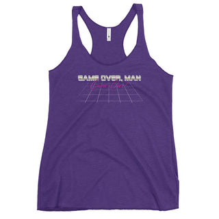 a women's tank top with the words sam over man on it