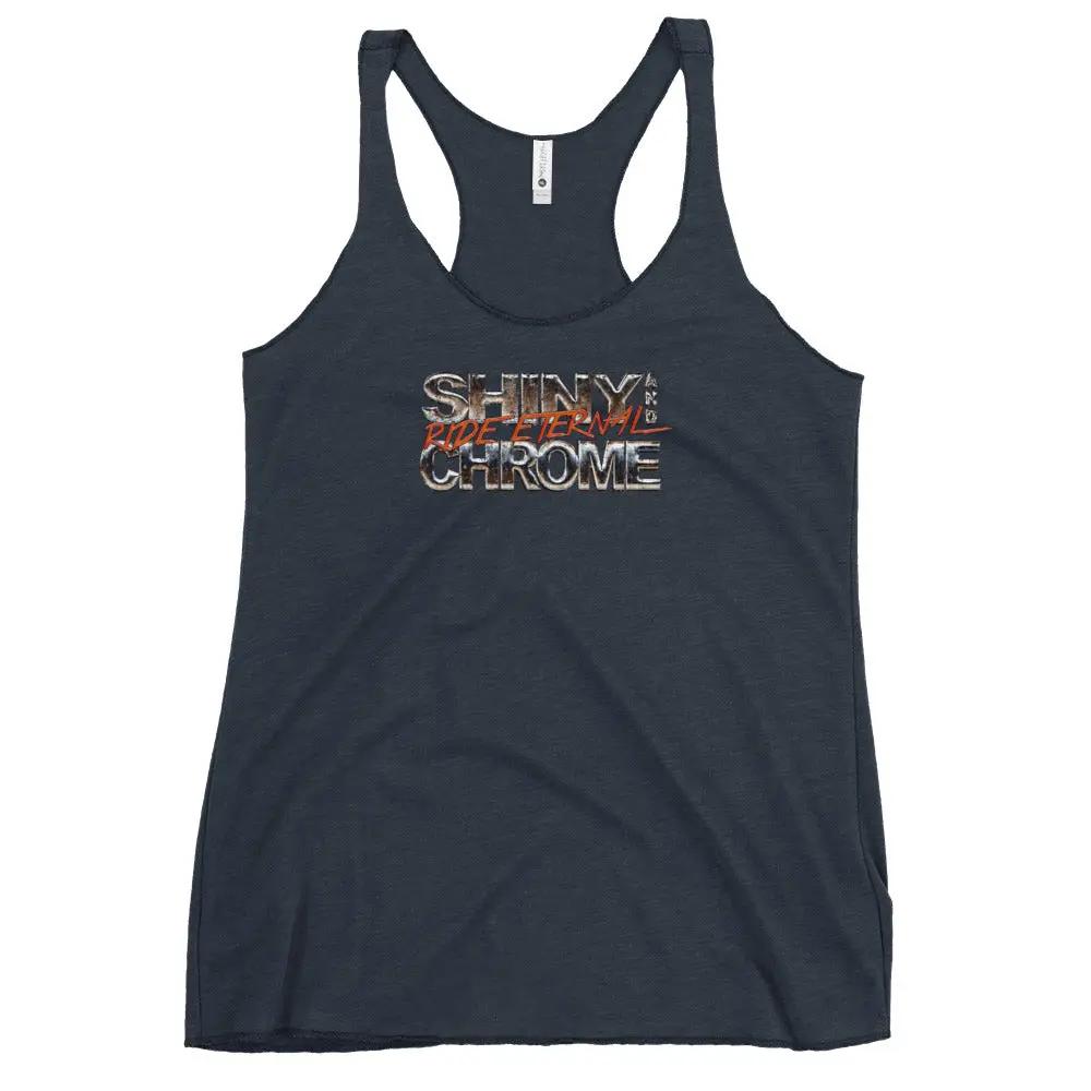 a women's tank top with the words shiny chrome on it