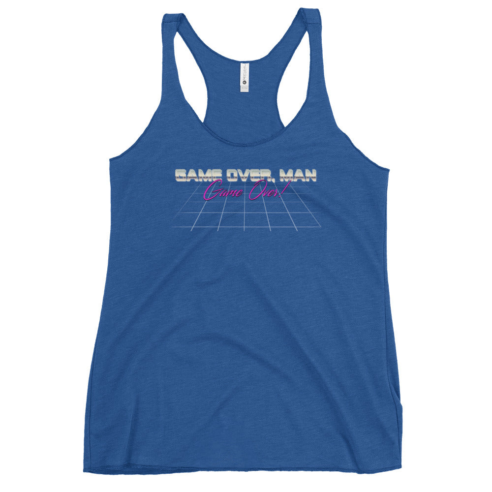 a women's tank top with the words same over man on it