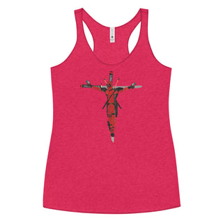 a women's tank top with a picture of jesus on it