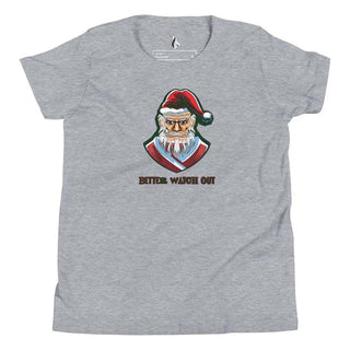 a grey t - shirt with a santa clause on it