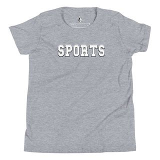a grey t - shirt with the word sports on it