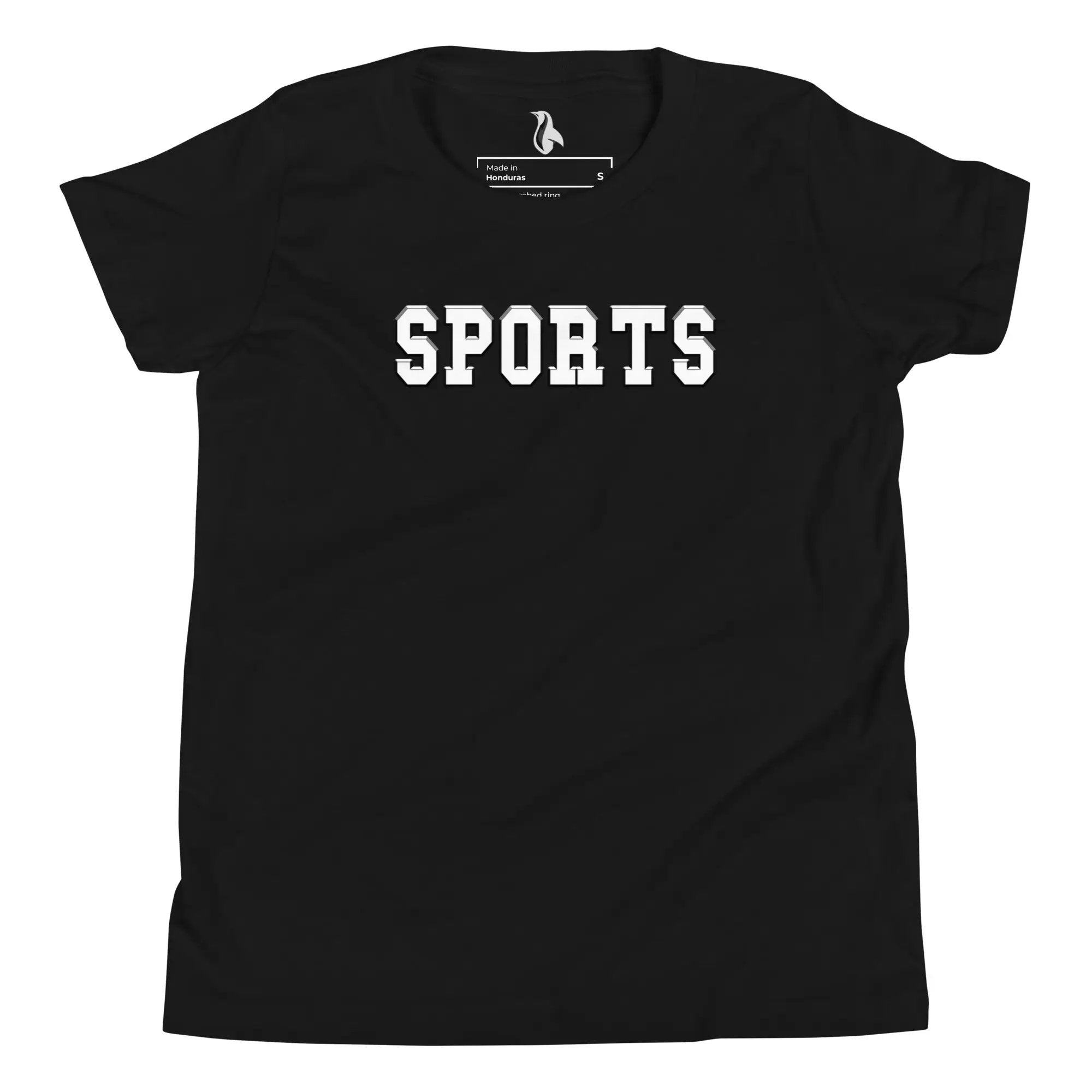 a black t - shirt with the words sports on it