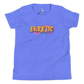 a blue t - shirt with the word burrito printed on it