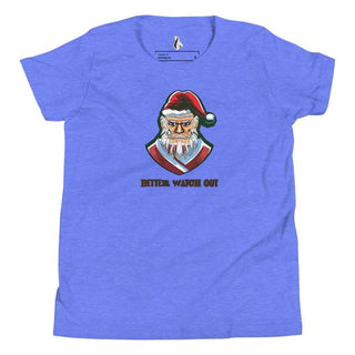 a blue t - shirt with a santa clause on it