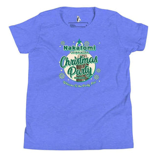a blue t - shirt with the words christmas party on it