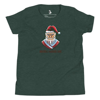 a green t - shirt with a santa clause on it