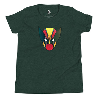 a green t - shirt with a stylized image of a dog's head