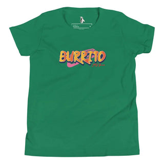 a green t - shirt with the word burrito printed on it