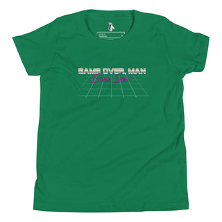 a green t - shirt with the words same over man on it