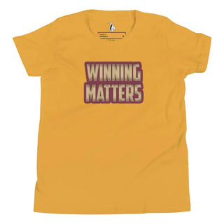 a yellow t - shirt with the words winning matters on it
