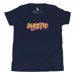 a women's t - shirt with the word burrito printed on it