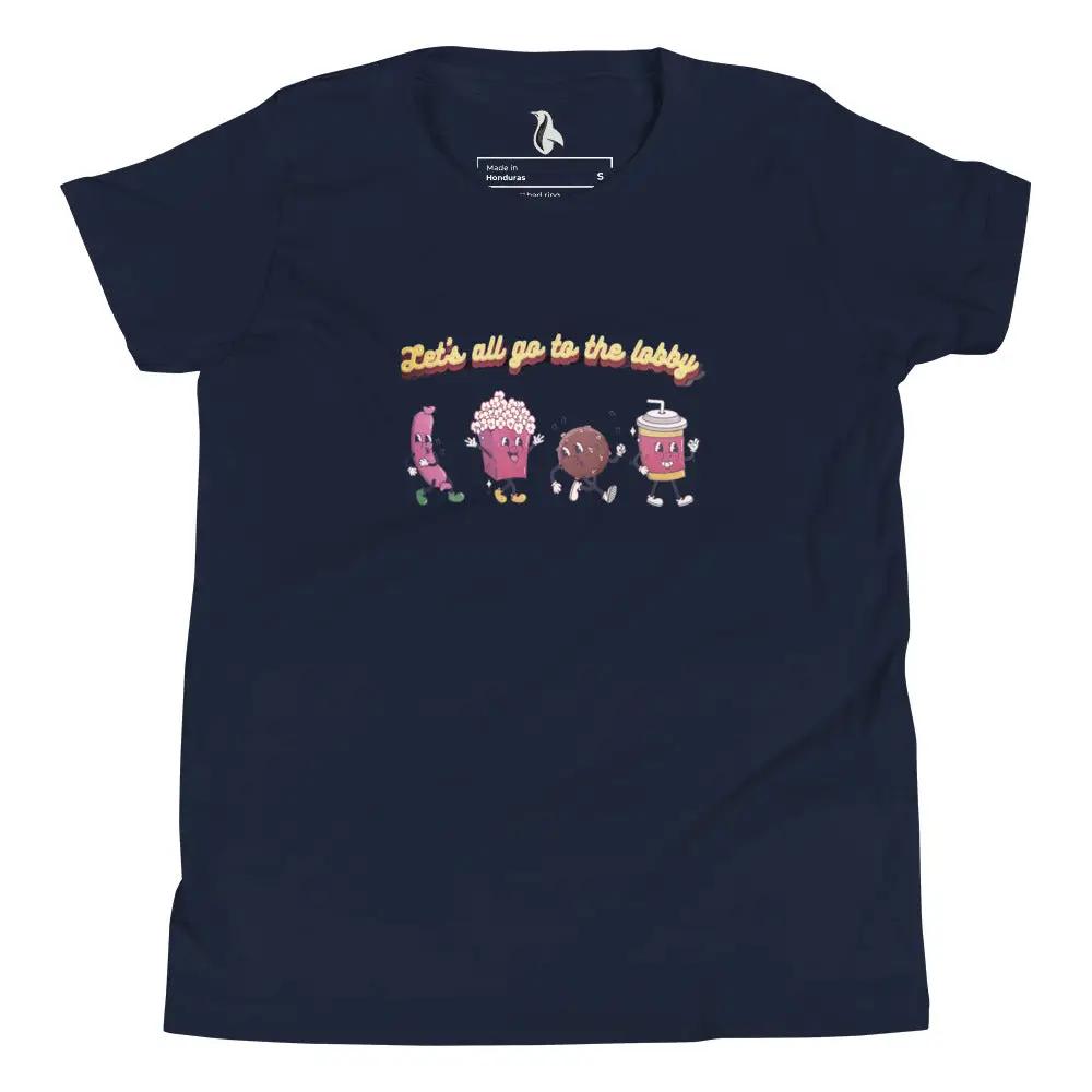 a navy t - shirt with three cartoon characters on it