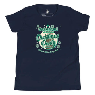a navy t - shirt with the words christmas party on it