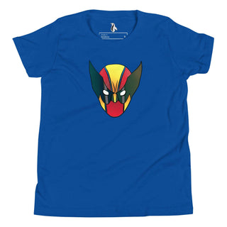 a blue t - shirt with an image of a demon's head